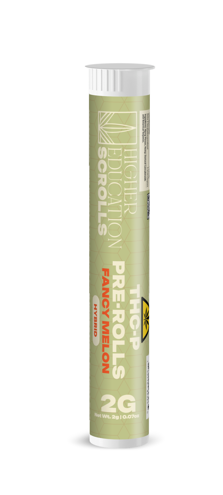 Pre-roll packaging with branding on a white background